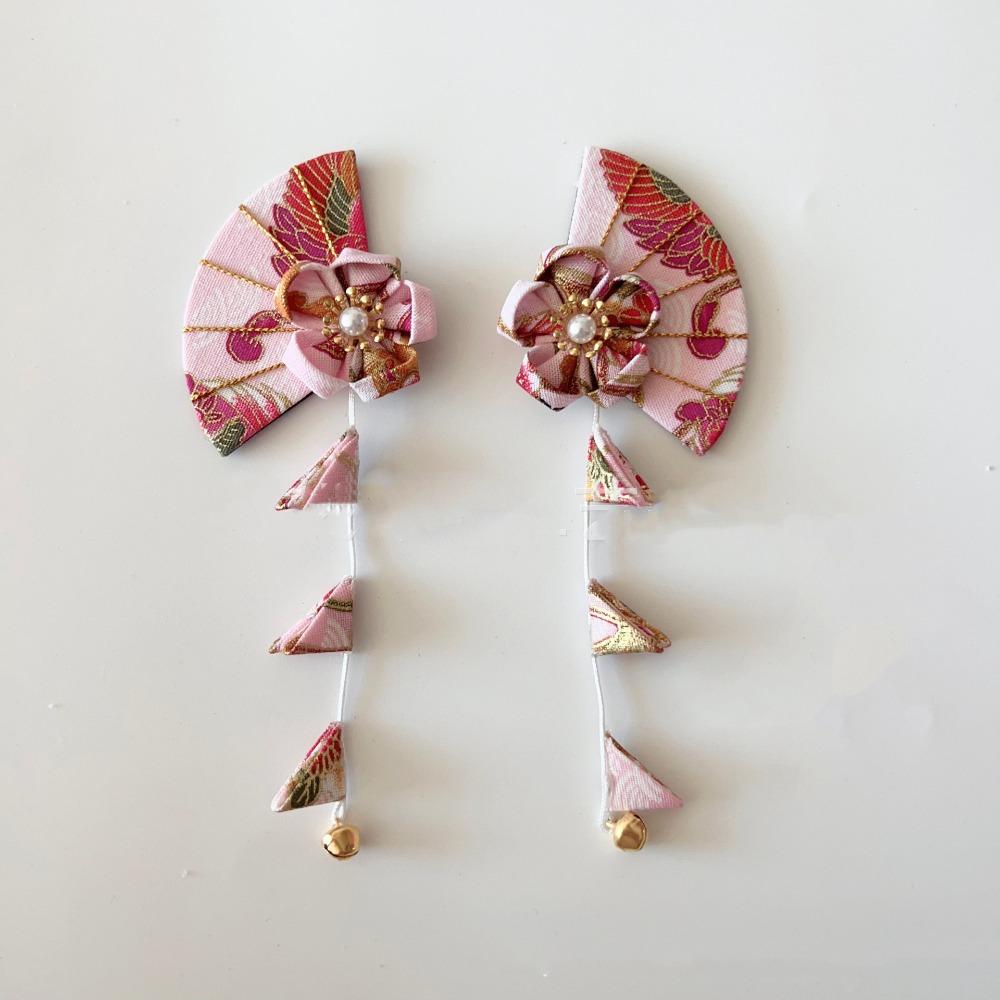 Bell Kimono Sakura Hairpin Sakura Hanfu Fan Hair Clip Cute Tassel Fan Hair Clip  Photo Pros