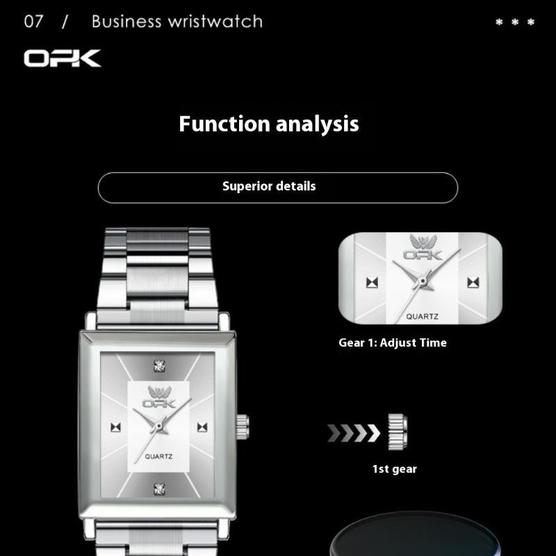 Square Men's Steel Belt Watch Business Calendar Quartz Waterproof Men's Watch