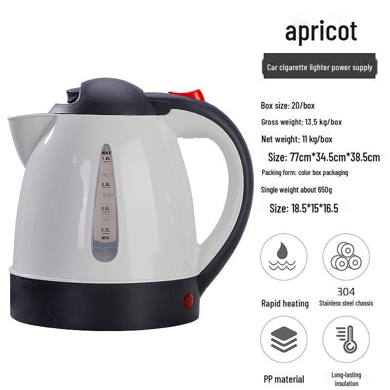Portable Car and Truck Electric Kettle with 12V/24V Adapter for Tea and Boiling Water