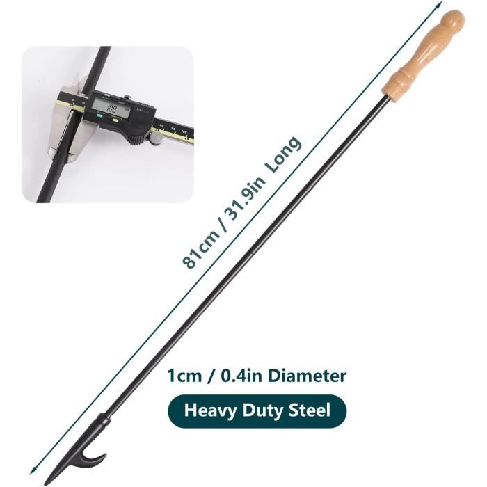 Tisonnier de Cheminée UTEN - 81cm - Noir - Détachable et Portable