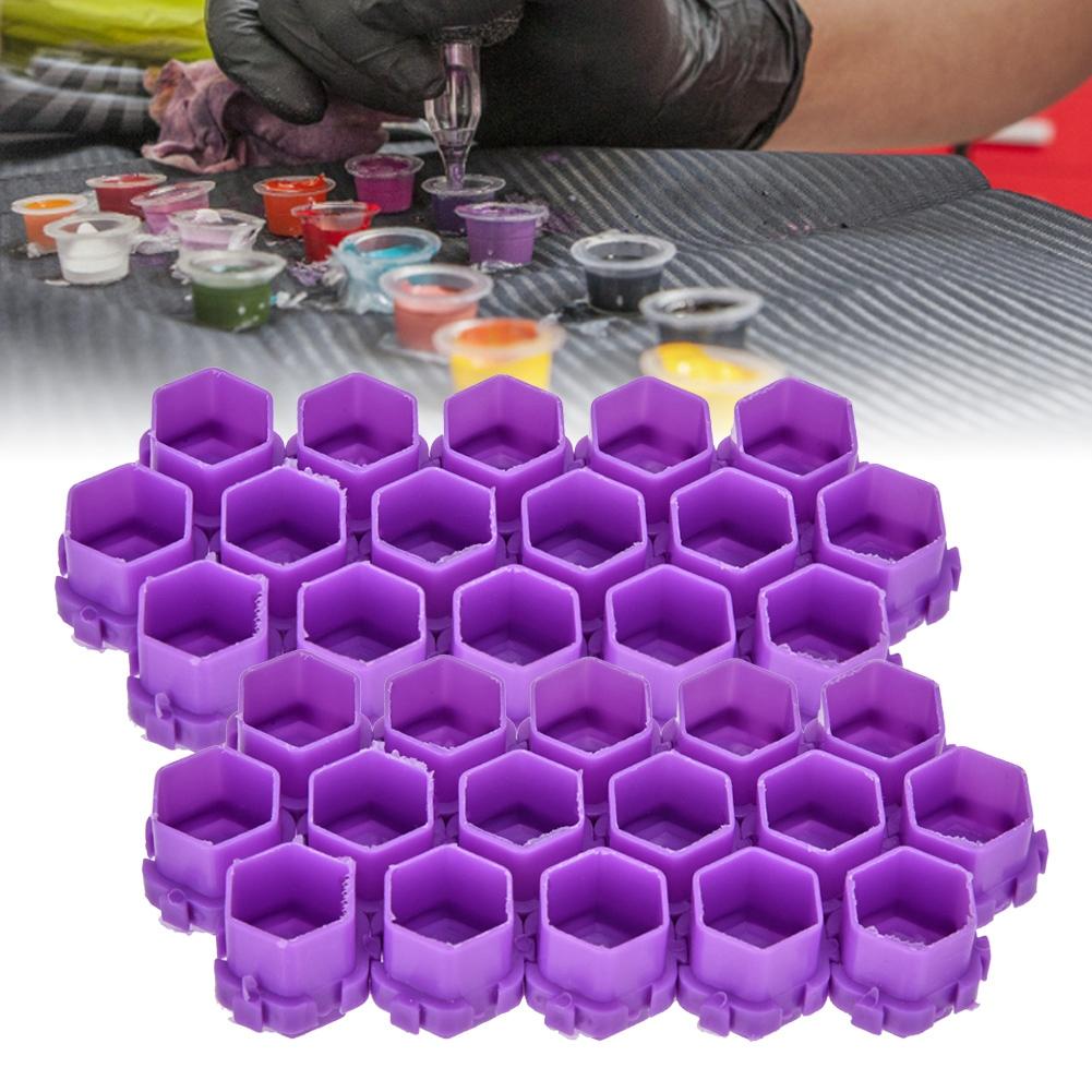 200Pcs Tattoo Ink Cups Honeycomb Shape Pigment Holder Cups Permanent Makeup Supplies Purple