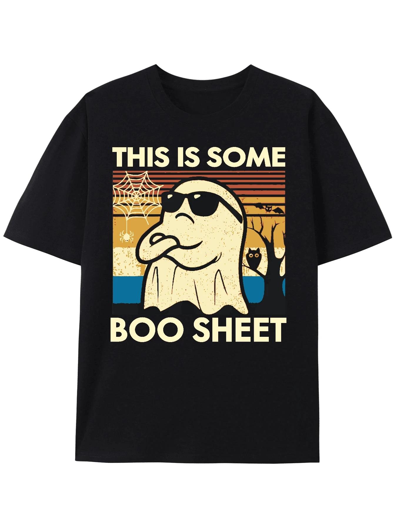 

This Is Some Boo Sheet Cool Cute Ghost Retro Funny Halloween Men Women High Quality T-Shirt Men s Cotton T-Shirt 4XL