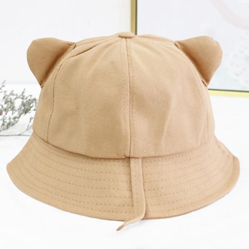 Cappello a secchiello in cotone con orecchie da gatto per adulti, cappello da pescatore per sport all'aperto, per guidare, andare in bicicletta, pescare, vacanze casual, cappello parasole