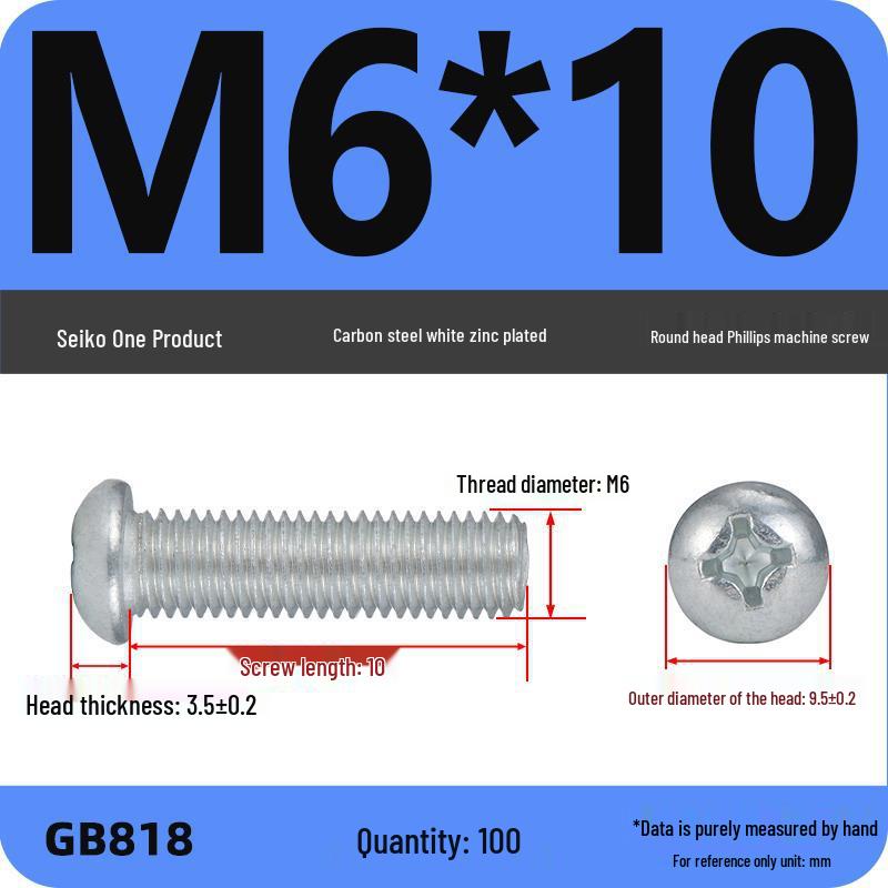 4.8 Grade Galvanized Phillips Round Head Screw (M2-M8)