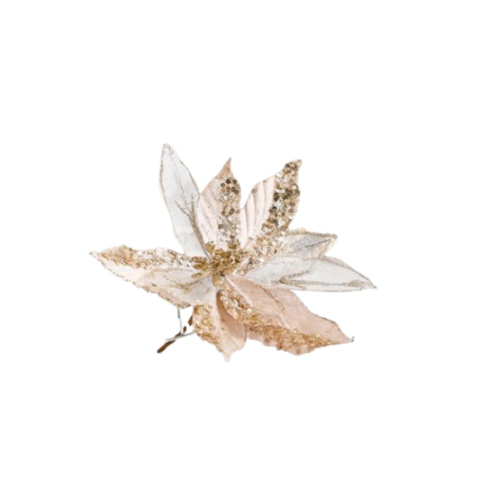 

Hanging Christmas Poinsettia Flower Sequins Simulated Christmas Flower Holiday Festival Decor Style 2