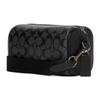 Coach Axel 21 Einfarbig Klassischer Buchstabenaufdruck Hardware-Schnalle Leinwand und Leder Schulter-Crossbody-Tasche Kleine Herren-Taschen Schwarz CJ674-QBO4G