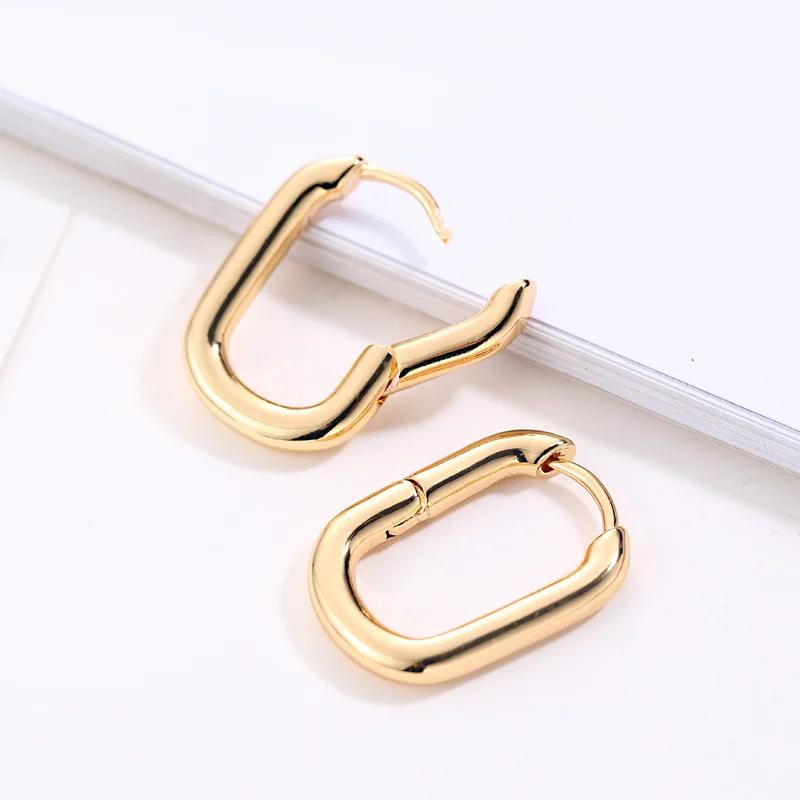 

2026 Fashion Gold Color Geometric U-Shape Hoop Earrings for Women Men Punk Hip-Hop Metal Round Earring Party Jewelry Wholesale