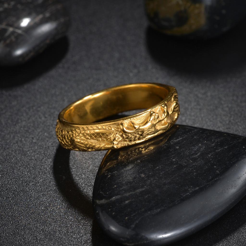 Jewelry New Chinese Dragon Shape Ring Live Titanium Steel Jewelry Ring