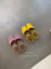 Sandals Wedge Heel Square Toe SuedeOne-Strap Slippers Women'sSummer Outdoor Wear Resort Style Simple Women's