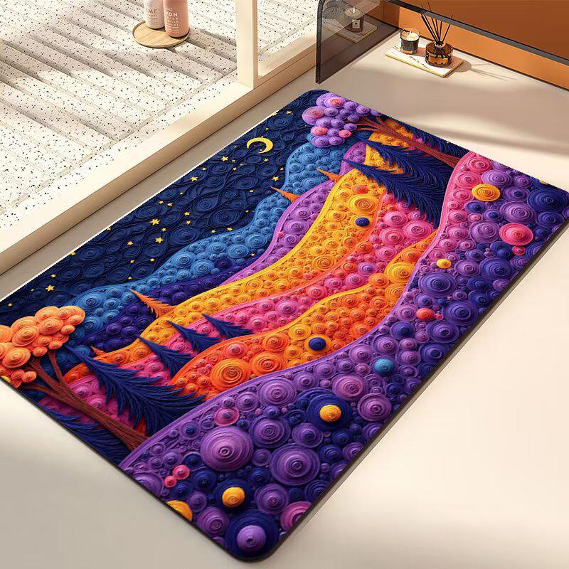 Modern Abstract Scenic Living Room Rug Large Size Cute Room Decor Bedroom Carpet Non-slip Baby Crawling Mat Soft Easy Cleaning