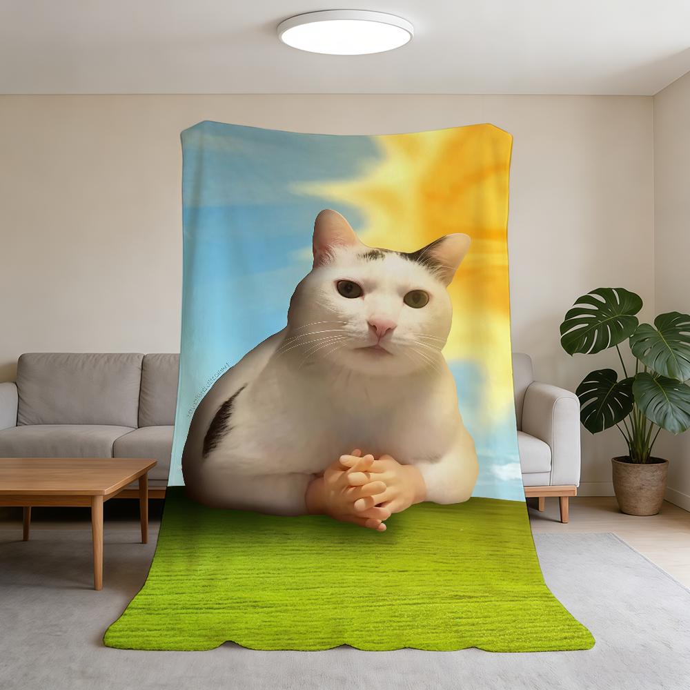 

Blanket Super Warm Comfortable Plush Cute Throw Blanket Child Home Cat Meme Sofa Cartoon Bedroom Funny Gift 75x90cm