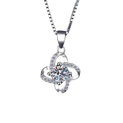 Korean Style White Gold Plated Zirconium Pendant Necklace