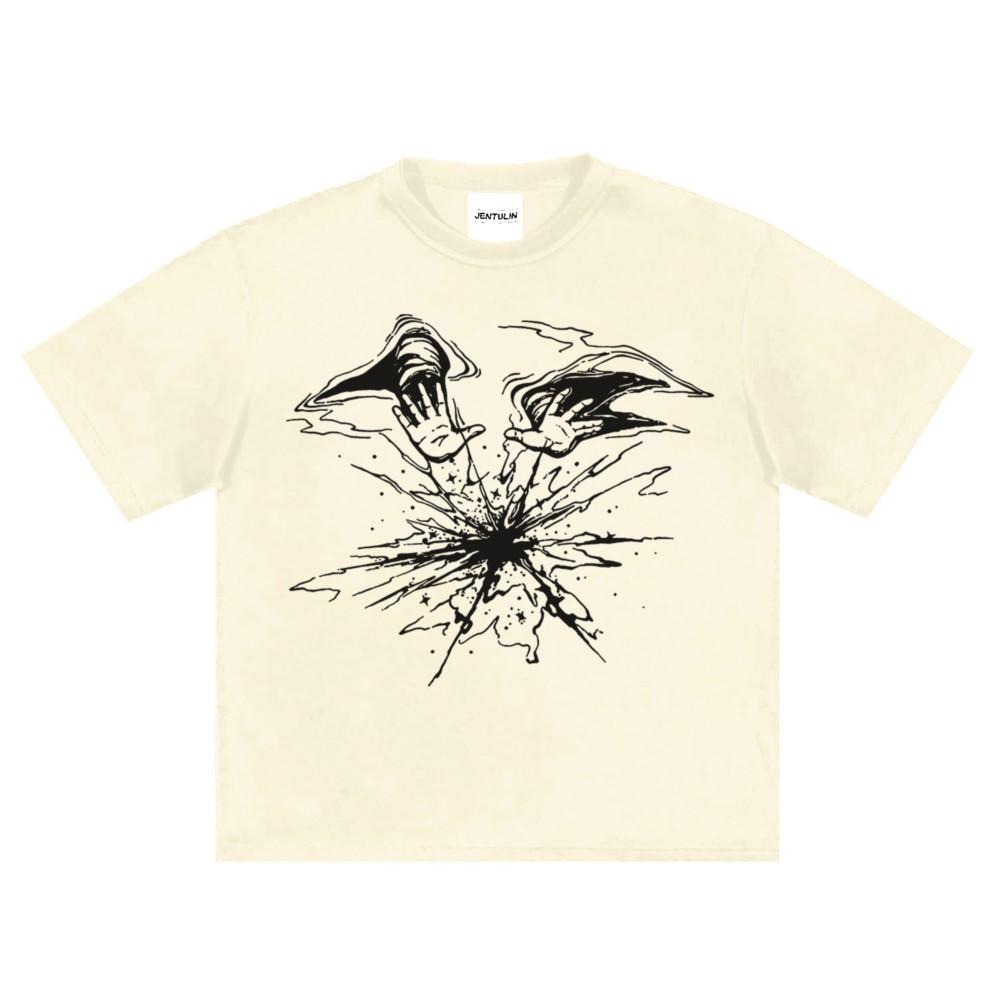Punk Lyrisch Print T-Shirts Oversized Hip Hop Herren Streetwear Kleidung Harajuku Gothic Sommer Oberteile Kurzarm Baumwoll T-Shirts Y2K