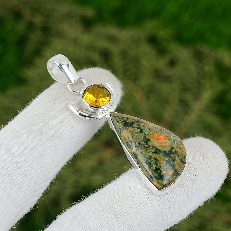 Schwestern Tag Angebot Ozeanjaspis Stein Citrin 925 Silber Lünette Tochter Anhänger