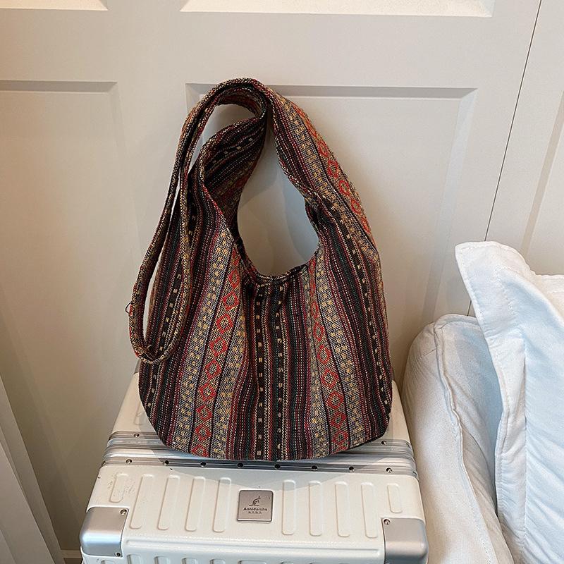 Vintage Printed Women's Shoulder Crossbody Bag New Popular Large Capacity Minimalist Contrast Color Tote Bag