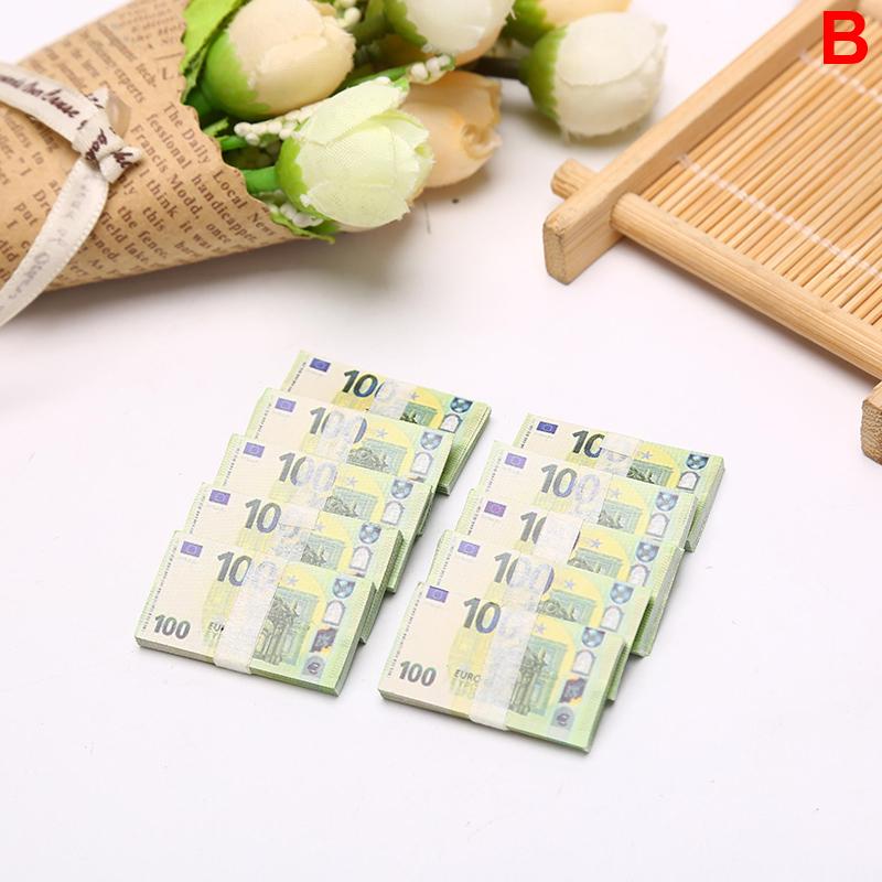 200Sheets 1/12 Dollhouse Miniature Euro Paper Money Model Toys Accessories