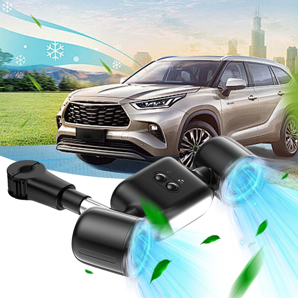 Dual Head Car Cooling Fan with Extension Arm Rechargeable Car Fan 3 Speeds Car Seat Headrest Fan for Back Seat