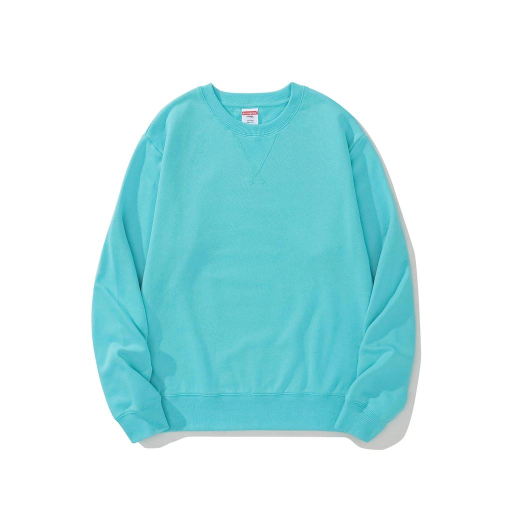 Herren Frühling und Herbst 380g Übergröße Rundhals Locker Langarm Pullover Einfarbiges Sweatshirt