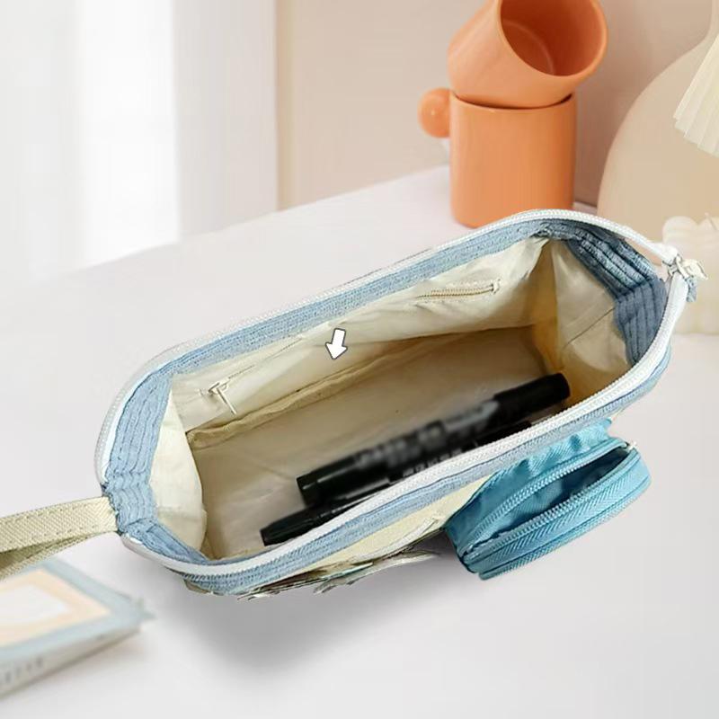 Astuccio carino con cuciture a contrasto Astuccio multistrato di grande capacità Astuccio fai-da-te Borsa per il dolore delle ragazze