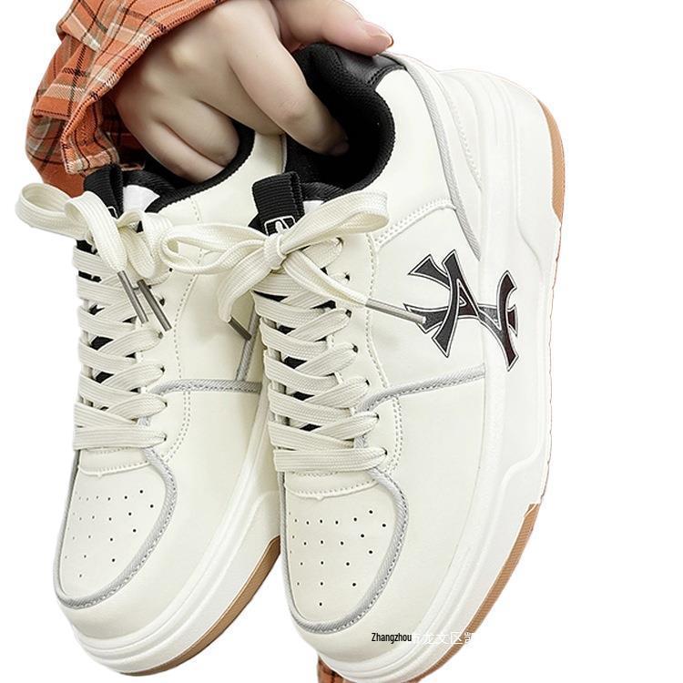 Men's 2025 Niche Summer Breathable Anti-Odor White Thick-Soled Height-Increasing Casual Sneakers
