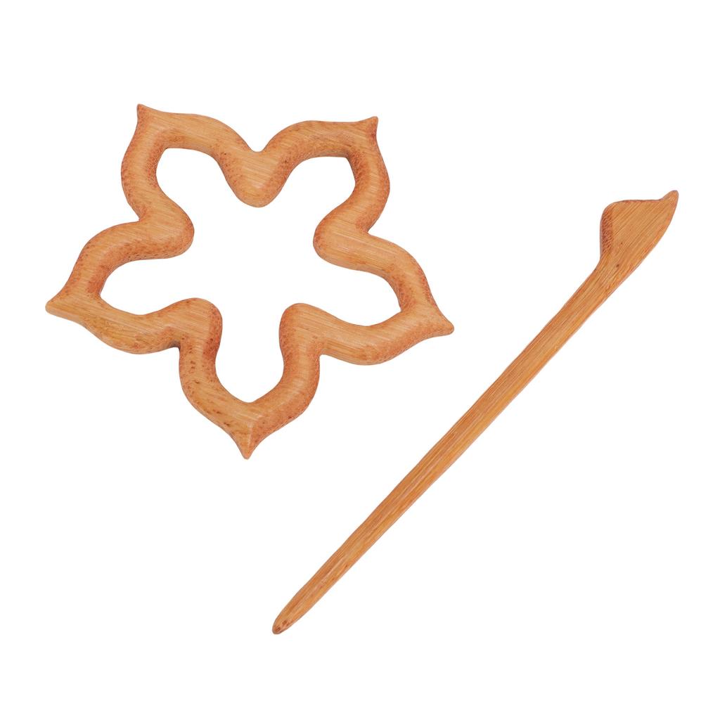 2Pcs Wooden Flower Brooch Handmade Elegant Women Brooch Scarf Buckle for Collar Dress Sweater Gift