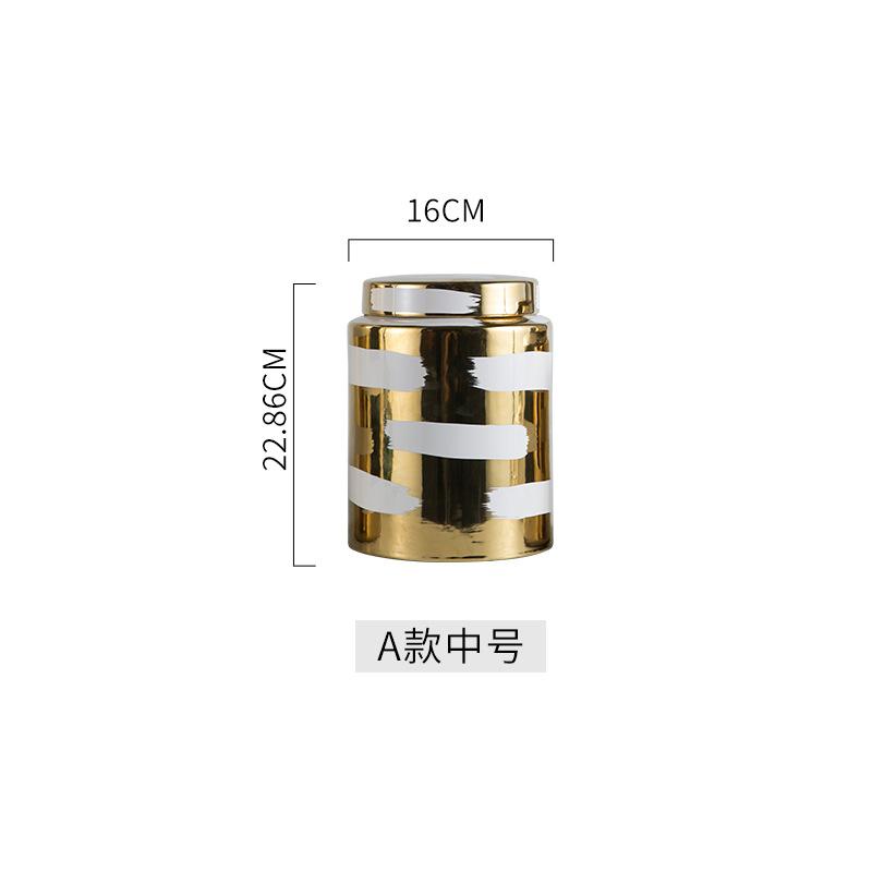 Golden Ceramic Vase Porcelain General's Jar Storage Container Storage Tank Flower Vase Handmade Home Decoration Accessories