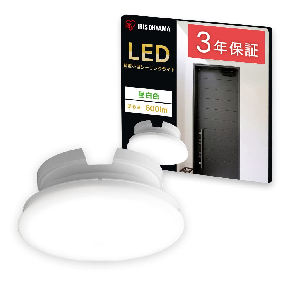 Iris Ohyama LED Ceiling Daylight 600lm SCL6N-UU Light, Compact, Thin, White,