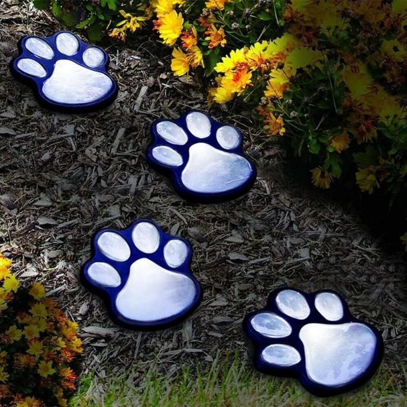Paw Shaped Solar Garden Lights With Waterproof Led Outdoor Landscape Decor For Nighttime Illumination