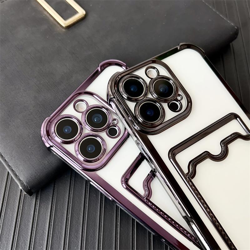 Luxury Shockproof Phone Case For iPhone 16e 16 15 14 Pro Max 13 12 mini 11 Xs XR 7 8 Plus SE Transparent Card Slot Bag Cover