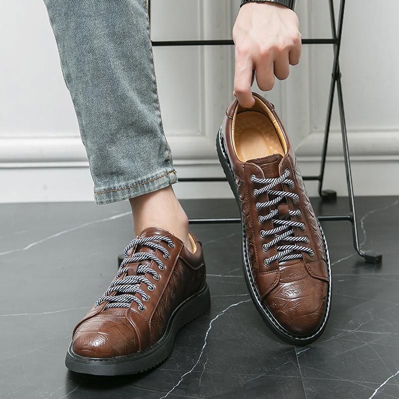 Fashion Fashion Men Casual Leather Shoes Comfort Breathable Thick Soled Men Driving Shoes Size 39-47 Men's Daily Commute Office Footwear