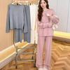 Loose casual style knitted suit women's autumn and winter new curled round neck sweater wide-leg pants two-piece set