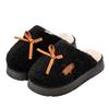 New thick-bottomed heightening bow fluffy slippers winter indoor home piled thermal cotton slippers can be worn outside