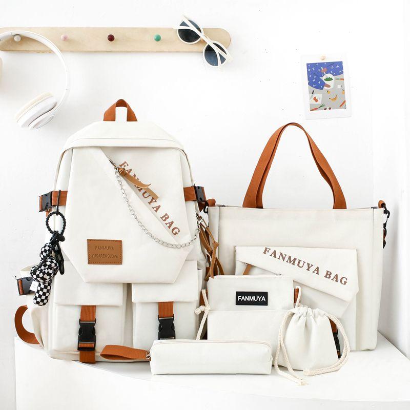 Набор из 5 предметов рюкзак сумка через плечо сумка-кроссбоди пенал набор Ackpack с сумкой-тоут и кошельком большая вместимость легкий и дышащий для улицы K 1 set 2654₽