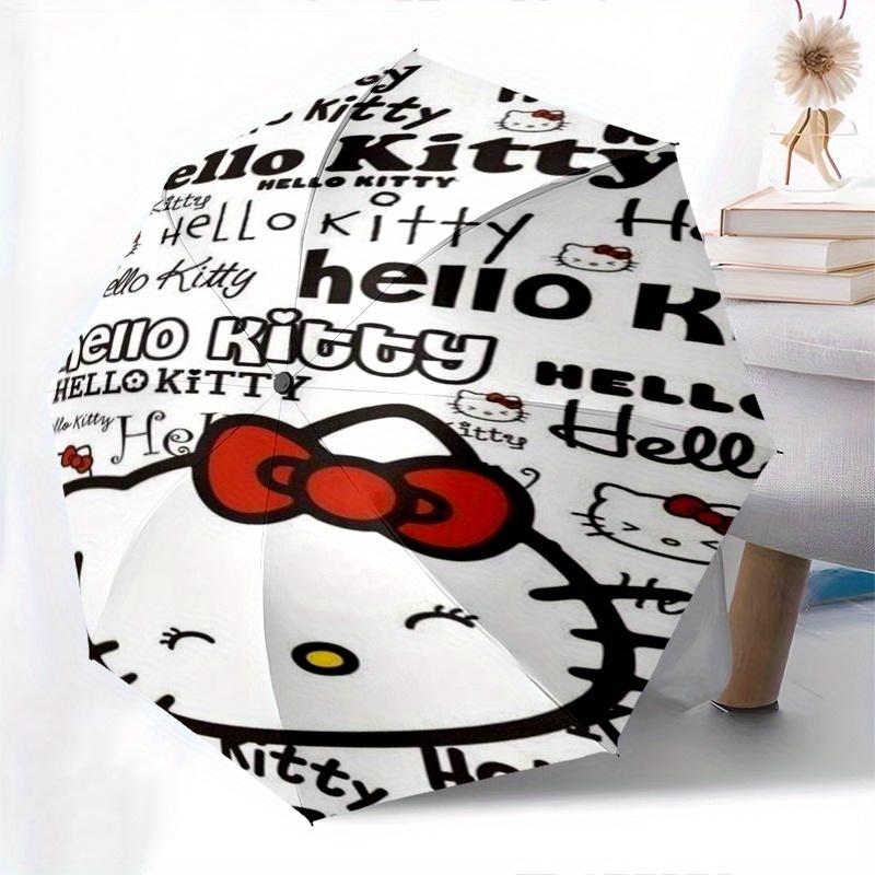 Hello Kitty,Bow Automatic Folding Umbrella-Simple 8-Rib Design, Bright Cartoon Pattern, Durable Iron Frame, Suitable For Travel, Outdoor, Be