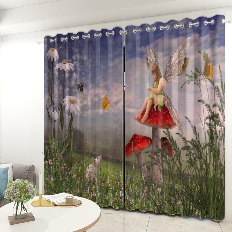 Forest Mushroom Curtain Cloth Bedroom Living Room Balcony Blackout Curtain Office Hotel Insulation Curtain