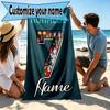 Custom Name Personalized Cristiano Ronaldo Print Beach Towel, for Trip Camping Beach Party Home Decor, Birthday Gift for Family & Friends