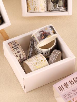 8rolls/Box Vintage Bronzing Washi Tape Decorative Masking Tape Notebook Diary Journaling Scrapbooking Supplies School Washi Tape