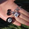 1Pc Red Cherry Billiards Black 8 Dice Keychain Black Cherry Dice Black 8 Keychain