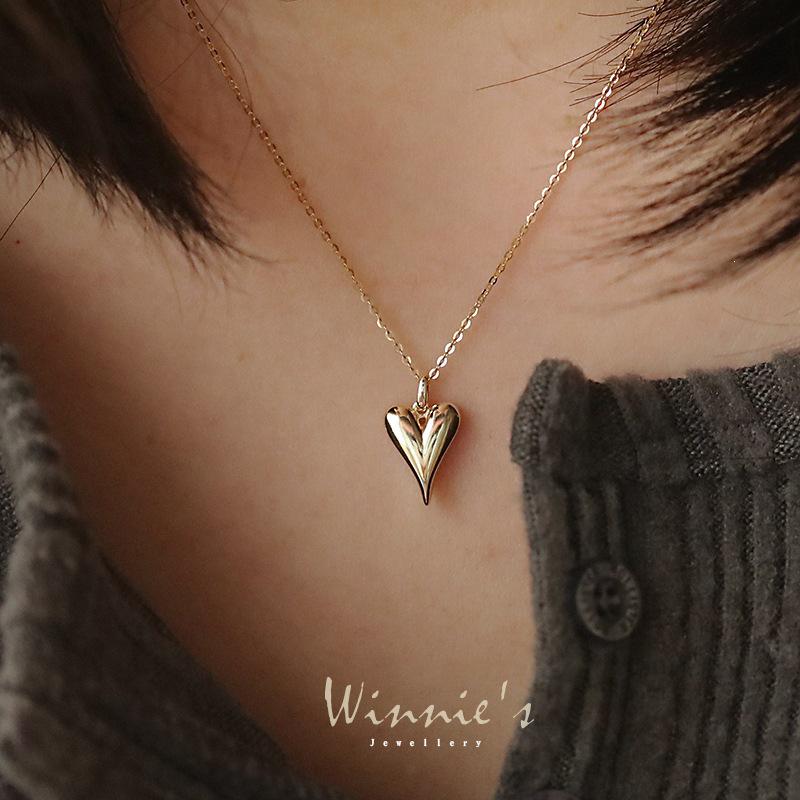 18k Gold-Plated Sterling Silver Peach Heart Pendant Necklace 18K Gold
