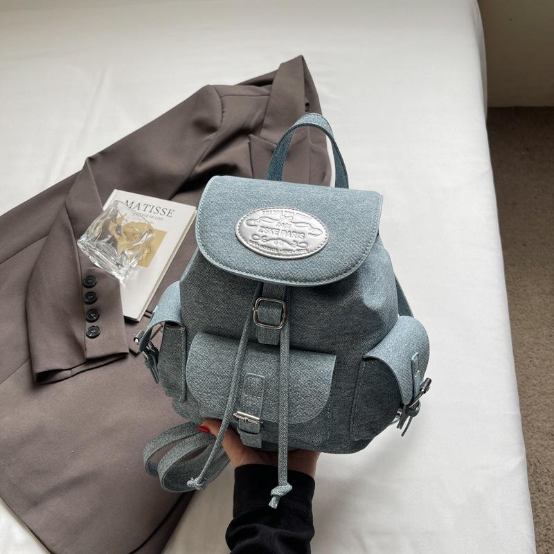 

2025 лето новый корейская версия рюкзак сумка женская мода студенческий стиль рюкзак большая вместимость повседневная сумка-тоут дорожная сумка светло-синий