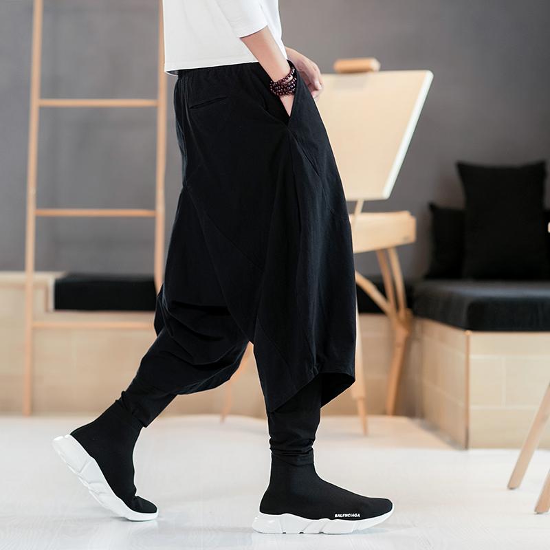 Pantalones harén Harajuku de estilo chino para hombre, pantalón de