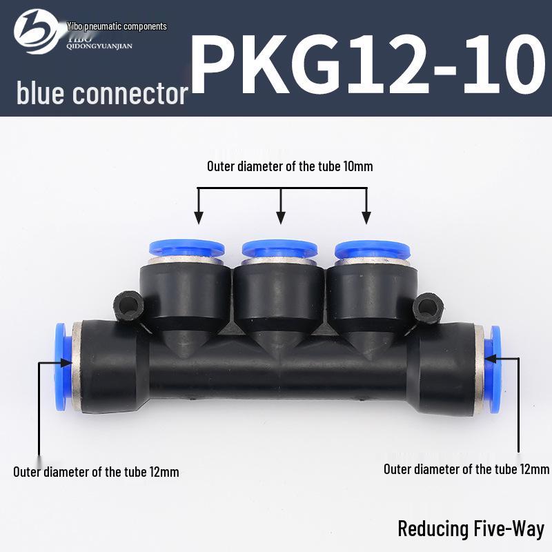 Wirtschaftlicher blauer pneumatischer Schnellkuppler: Gerade, T-Stück, Vierweg, Fünfweg, Reduzierstück für PU/PE/PY/PZA/PK/PV
