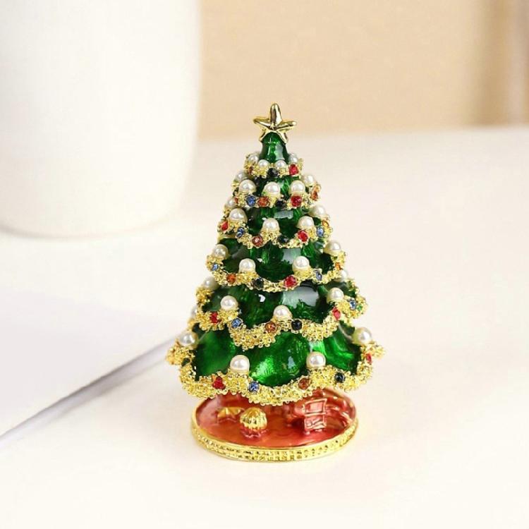 Elegante Grüne Ornament-Aufbewahrungsbox Einzigartige Weihnachtsbaum-Ringe-Box Praktischer Schmuckzubehör-Aufbewahrungsbehälter