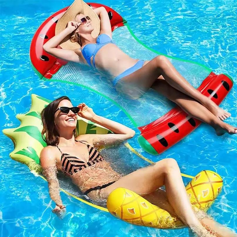 Foldable Fruits Floating Water Hammock Lounger Water Toys Inflatable Floating Bed Chair Summer Swimming Pool Water Hammock Bed