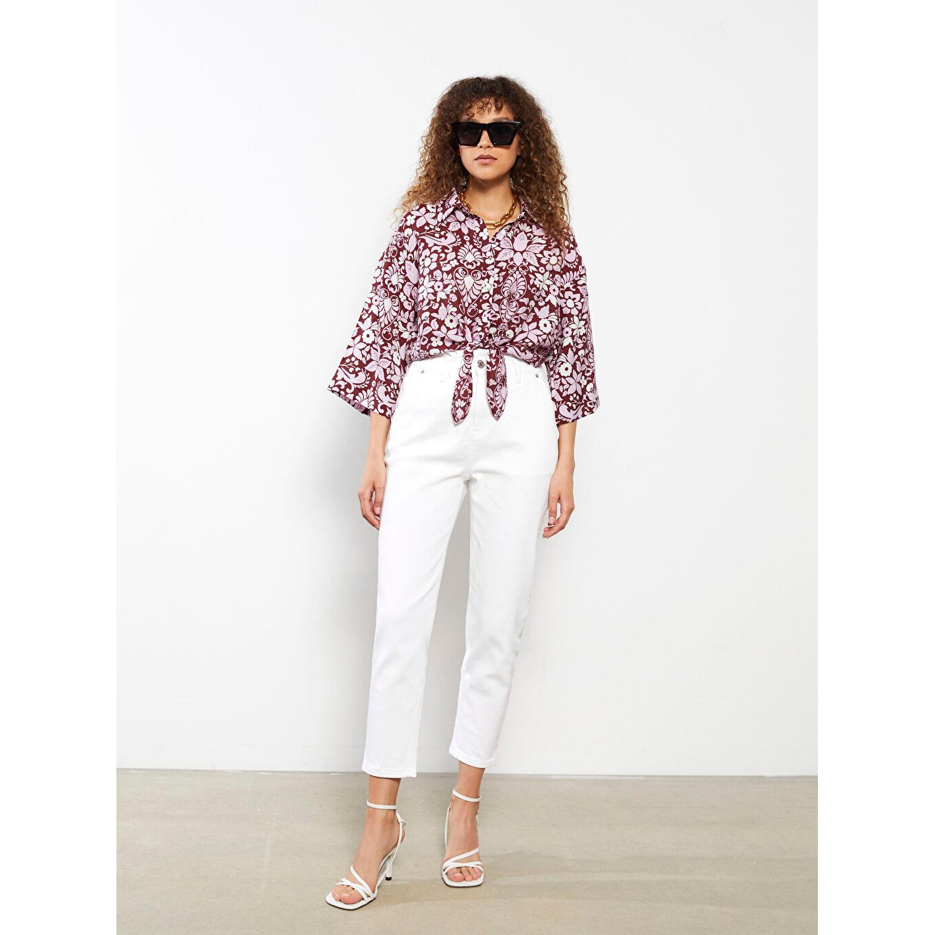 

LCW VISION Укороченная женская рубашка с узором на пуговицах спереди Сиреневая