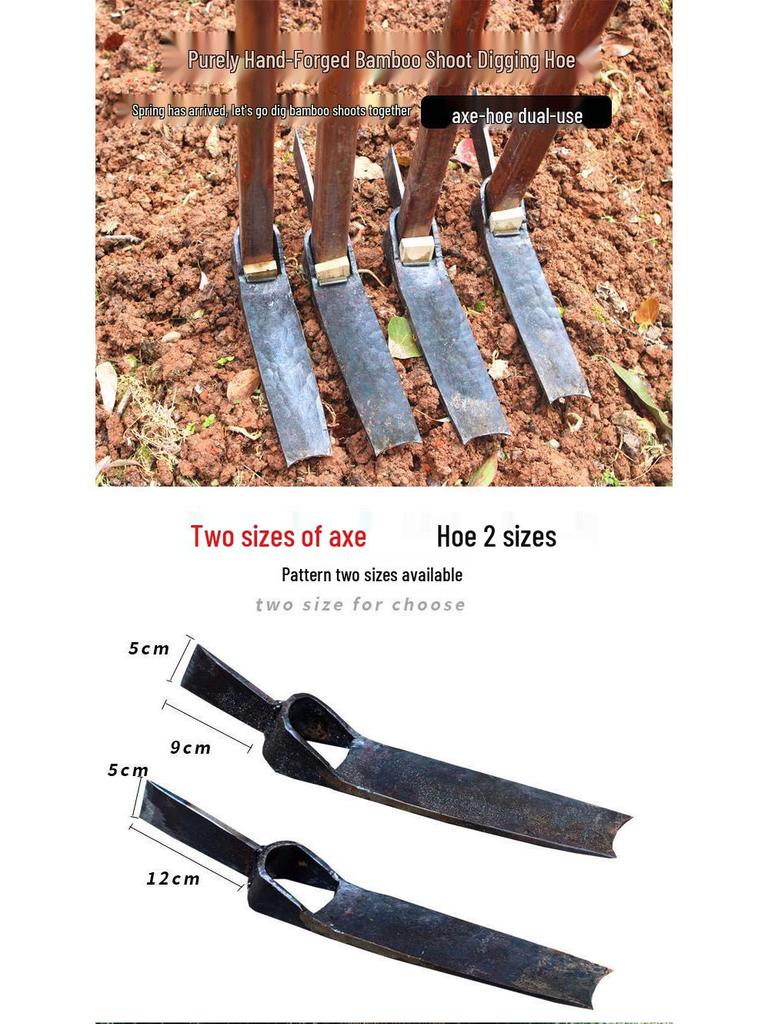Long Wooden Garden Hoe: Multi-Purpose Tool for Raking, Weeding, Digging, and Planting in Mountainous Terrain.