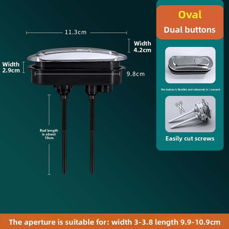 38/48/58MM Dual Push Button Flush Toilet Water Tank Double Crescent Rectangular Oval Shape 2 Rods Bathroom Toilet Switches