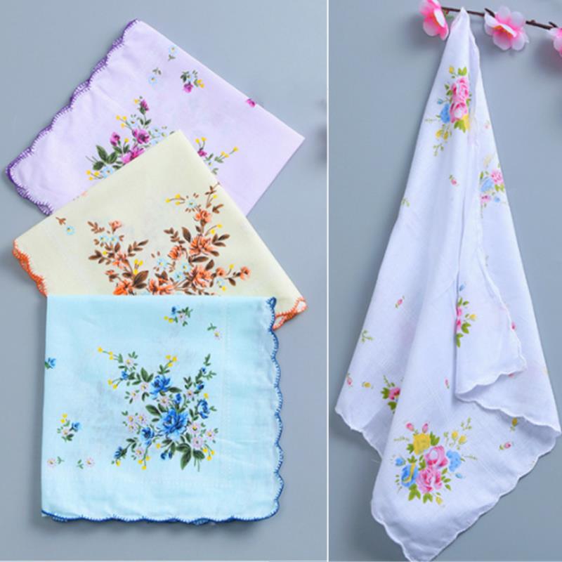 3 STK Damen Taschentücher Quadratisch Saugfähig Weich Vintage Stil Blumendruck Taschen-Taschentücher Halstücher für Hochzeitsgeschenk