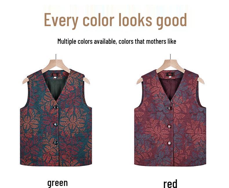 Elderly Women's Sleeveless Cardigan - Plus Size Grandma Vest for Spring/Autumn