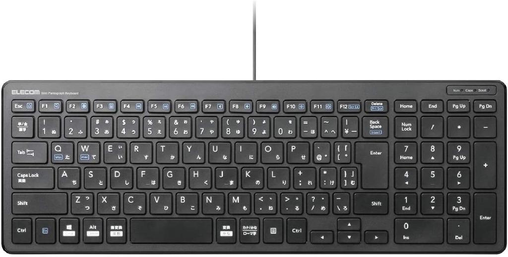 ELECOM Wired Pantograph Compact Keyboard, Black, TK-FCP097BK